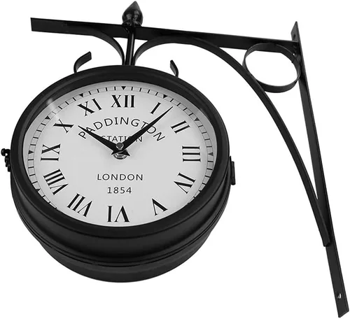 Vista 5 de Reloj de pared, reloj de doble cara Paddington Station Reloj de pared de metal giratorio de 360°