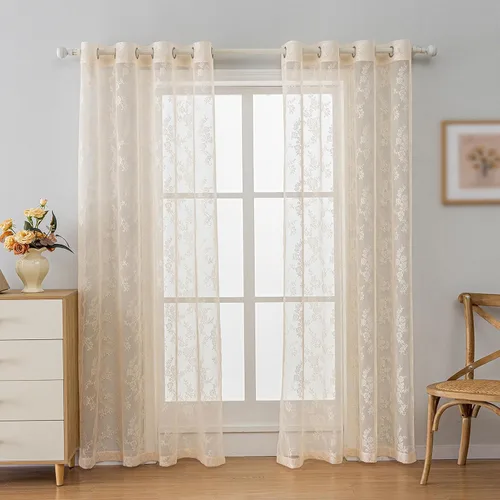 Vista 9 de Anytime Paneles de Cortinas Transparentes Arcoíris para Sala de Estar Elegantes Juegos de Tratamiento de Ventanas Translúcidas Filtrantes de Luz