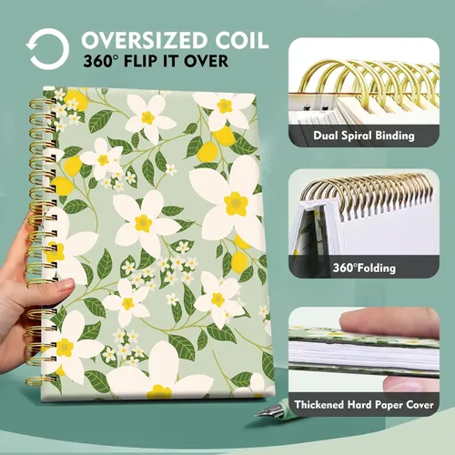 Vista 3 de Cuaderno con espiral, encuadernación fuerte de doble alambre con papel de primera calidad para niñas y mujeres, 60 hojas A5 con rayas