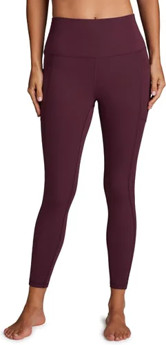 Vista 24 de RBX Leggings activos de cintura alta a prueba de sentadillas hasta el tobillo para mujer, leggings de yoga 7/8 con bolsillos 7/8 rojo polvoriento