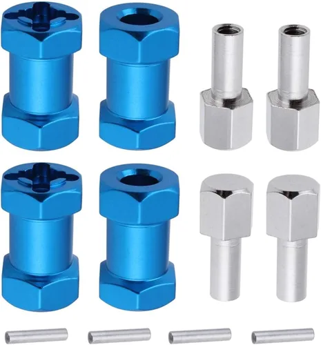 Vista 9 de Hobbypark - Paquete de 4 cubos de transmisión hexagonal de rueda de 0.472 in, acoplador combinador de aluminio, extensión de desplazamiento de 0.591