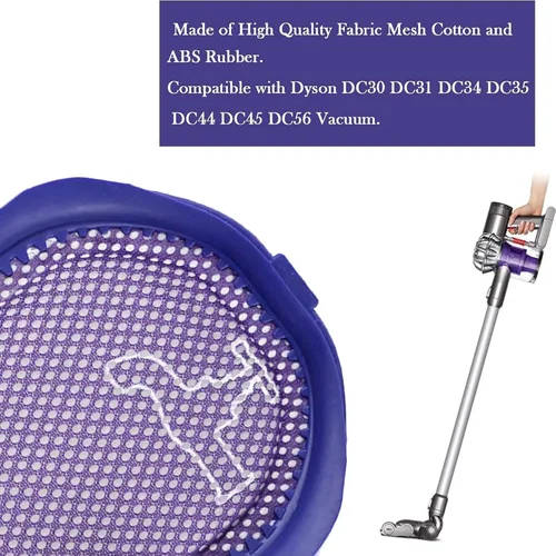 Vista 5 de Paquete de 2 filtros para Dyson DC30/DC31/DC34/DC35/DC44/DC45 Digital Slim, DC56 lavable prefiltro de repuesto compatible con aspiradoras Dyson