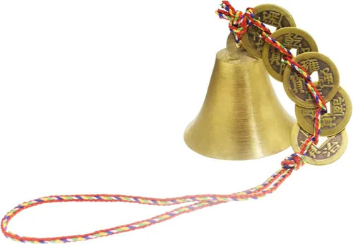 Vista 6 de Campana china de Feng Shui para riqueza y seguridad, monedas colgantes para la paz y el éxito, elemento de Feng Shui, carillón colgante de buena