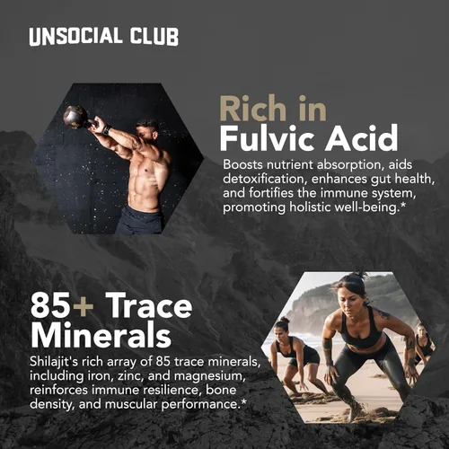 Vista 3 de Cápsulas de Shilajit crudo para hombres 10,000 mg de Shilajit puro del Himalaya con ácido fúlvico y minerales traza Energía natural, enfoque