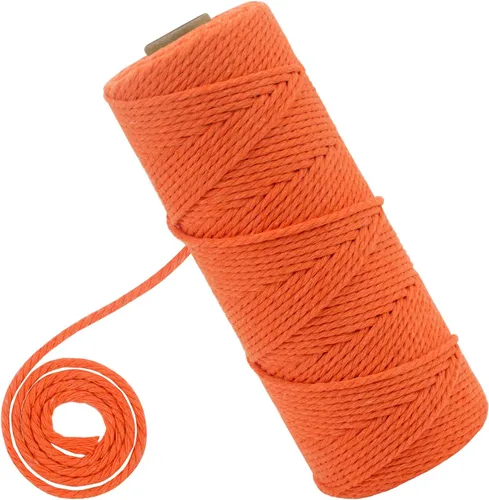 Vista 13 de CAMAL Cordón de macramé de 0.079 pulgadas x 109 yardas, cuerda de color trenzado de 3 hebras de algodón natural para tejer, atrapasueños, colgar