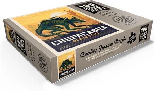 Vista 3 de MyPuzzle Mythical Creatures: Chupacabra, póster vintage, rompecabezas de 100 piezas para adultos
