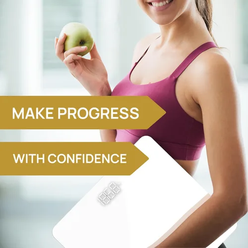 Vista 4 de Báscula de baño INEVIFIT, báscula digital de alta precisión, mide con precisión el peso de hasta 400 libras / 181.43 Kg.