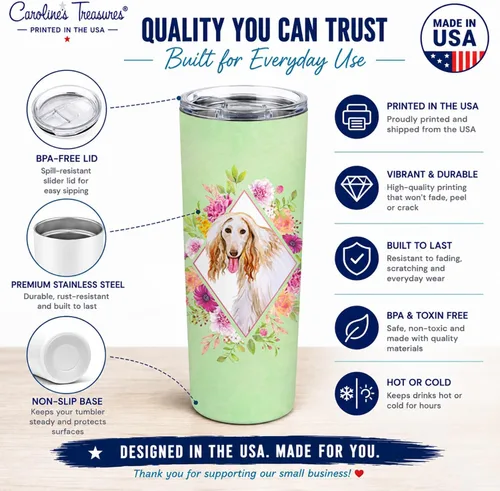 Vista 7 de Caroline's Treasures CK4270TBL20 - Vaso delgado de acero inoxidable de 20 onzas con aislamiento al vacío de doble pared, reutilizable