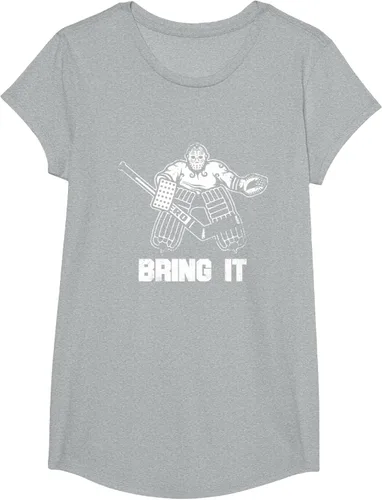 Vista 48 de Divertida camiseta gráfica de ropa de portero de hockey sobre hielo, Negro, S
