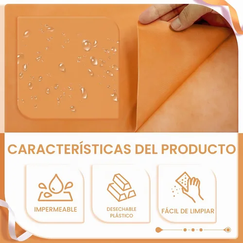 Vista 3 de 4 Piezas Mantel Rectangular Serie Rosa y Naranja, 54x72 pulgadas Color Sólido Impermeable y A Prueba de Derrames Cubierta de Mesa de Plástico Serie