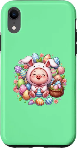 Vista 8 de iPhone 15 Easter Pig in a Easter Bunny Costume Case