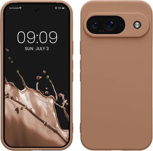 Vista 225 de kwmobile Funda compatible con Google Pixel 9 - Funda protectora delgada de TPU para teléfono - Acabado mate suave - Piedra antigua