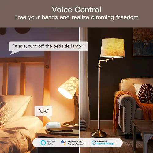 Vista 4 de Treatlife - Enchufe de atenuación inteligente Alexa, interruptor de atenuación de lámpara enchufable para LED regulable, CFL, bombillas halógenas e