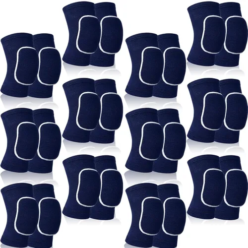 Vista 8 de Lenwen 12 pares de rodilleras de voleibol para bailarines, suaves y transpirables, rodilleras para hombres y mujeres, fútbol, fútbol, yoga, Negro