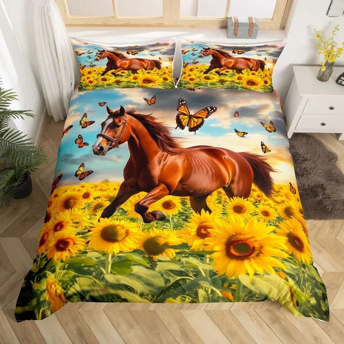 Vista 15 de Feelyou - Juego de funda de edredón con estampado floral de rosas - Juego de ropa de cama con flores románticas para dormitorio de niños, niñas