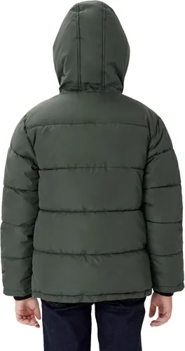 Vista 2 de SOLOCOTE Abrigos de invierno para niños, chaqueta de algodón acolchada con capucha y relleno de peso medio