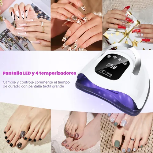 Vista 6 de Wisdompark Lámpara de uñas LED UV de 320 W, secador de uñas para esmalte de gel con 72 cuentas de lámpara y sensor automático/4 ajustes