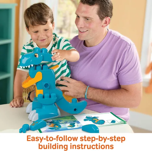 Vista 5 de MEGA BLOKS Fisher-Price - Juguete de bloque de dinosaurio T-Rex 3 en 1