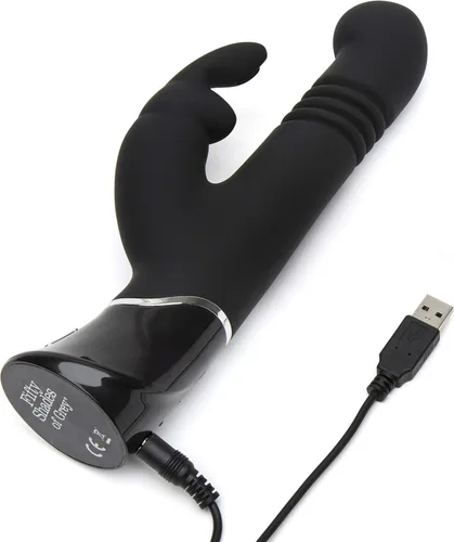 Vista 3 de Fifty Shades of Grey Greedy Girl - Vibrador de empuje de conejo – Vibrador de empuje de silicona de 4.5 pulgadas para mujeres – Juguete sexual