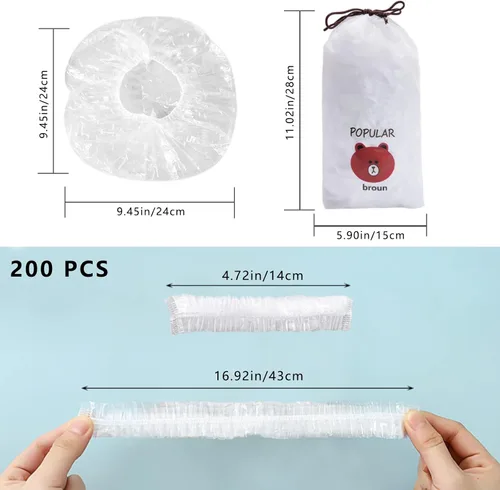 Vista 2 de 200 bolsas de conservación de alimentos para conservar alimentos elásticos sellan cubiertas ajustables para tazones, para comida sobrante