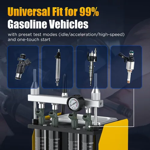 Vista 8 de AUTOOL Máquina probadora de limpiador de inyector de combustible, limpiador ultrasónico de inyección de combustible de 4 cilindros para inyectores