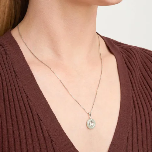 Vista 2 de MORGAN & PAIGE . Collares de plata de ley 925 bañados en rodio de jade genuino para mujer, collar de plata esterlina delicado y ligero de jade verde