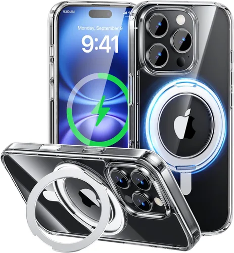 Vista 12 de MAGIC JOHN Soporte Magnético Invisible Giratorio 360° para Funda de iPhone 14 Pro [Agarre Antideslizante] [Compatible con MagSafe] 16 Pies