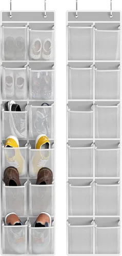 Vista 9 de Simple Houseware 24 Bolsillos - 2PK 12 Bolsillos Grandes Organizador de Zapatos Colgante para Puerta, Negro
