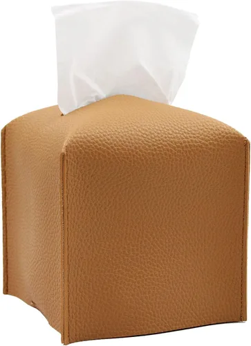 Vista 14 de Livelab Funda para caja de pañuelos, cuadrada, decorativa, de piel sintética, soporte para caja de pañuelos moderna, organizador de papel facial