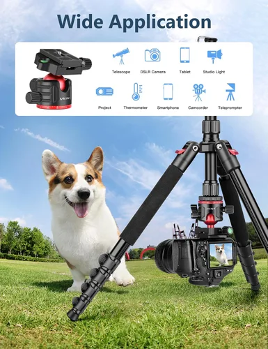 Vista 3 de Trípode profesional de 78 pulgadas para cámara Victiv, trípode monópode de aluminio para cámara DSLR, telescopio terrestre, telescopio, binoculares