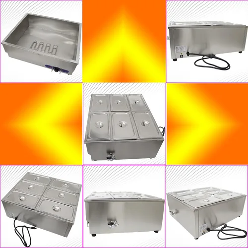 Vista 8 de INTBUYING 1/3 GN 6 Pan eléctrico Comercial Alimentos Sopa Calentador de vapor Mesa Vapor 12x5.5x6inch Pan Calefactor de Alimentos Calientes