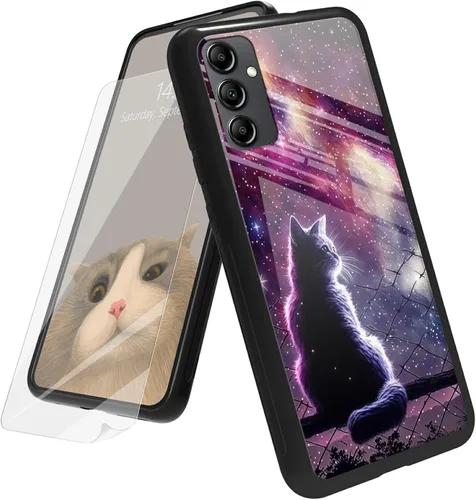 Vista 36 de Funda para Samsung Galaxy A12 5G con protector de pantalla, parte trasera de vidrio templado + TPU de silicona suave que absorbe los golpes