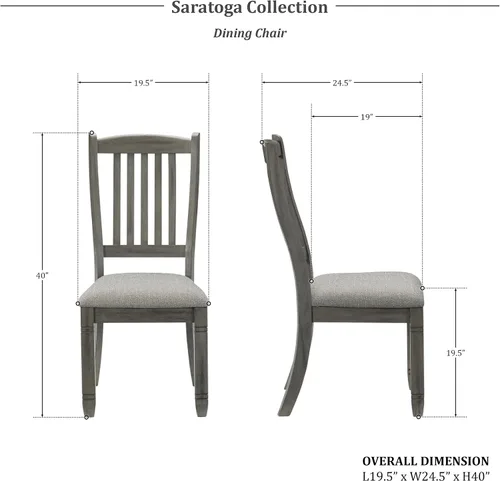 Vista 2 de Lexicon Saratoga - Silla de comedor (juego de 2), color gris antiguo