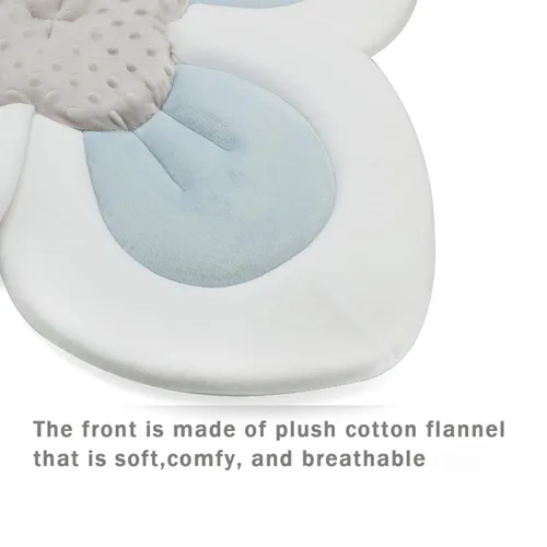Vista 6 de PandaEar Almohadilla de baño para bebé recién nacido, pétalos de flores suaves para fregadero, bañera, regalo esencial para ducha (azul)