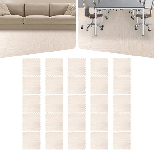 Vista 10 de Azulejos de espuma estampada de 0.4 pulgadas de grosor, 24 x 24 pulgadas, 25 piezas, suelo protector estilo grano de madera, para el hogar