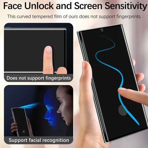 Vista 4 de Slanku Protector de pantalla para Samsung Galaxy S22 Ultra Privacy Glass 3D Negro