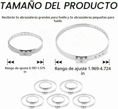 Vista 2 de Kit de 10 abrazaderas de arranque CV, herramienta de abrazadera de arranque de eje CV de acero inoxidable, herramienta de bandas de arranque CV