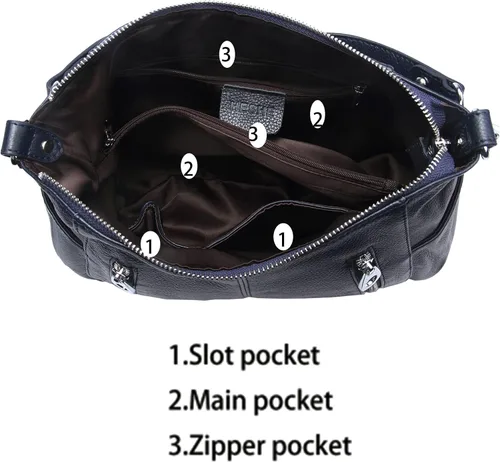 Vista 7 de HESHE Monederos de cuero genuino para mujer, bolso de hombro Hobo, bolso cruzado, bolsos de diseñador para damas