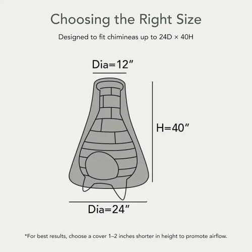 Vista 2 de Covermates Funda para Chimenea - Poliéster Resistente a la Intemperie, Cordón Ajustable, Dobladillo Elástico, para Parrilla y Calefacción, 24