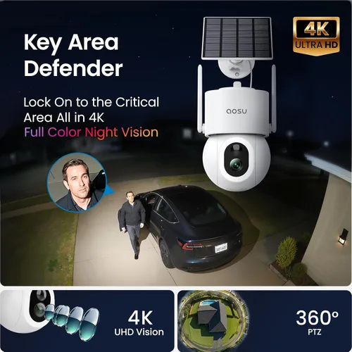 Vista 2 de aosu D1 Max, cámara de seguridad solar inalámbrica 4K 8MP para exteriores