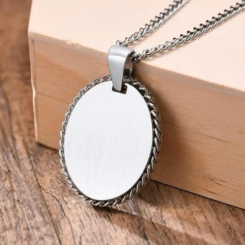 Vista 41 de VNOX Collar con colgante personalizado de acero inoxidable con grabado personalizado para identificación de alerta médica de emergencia para hombres