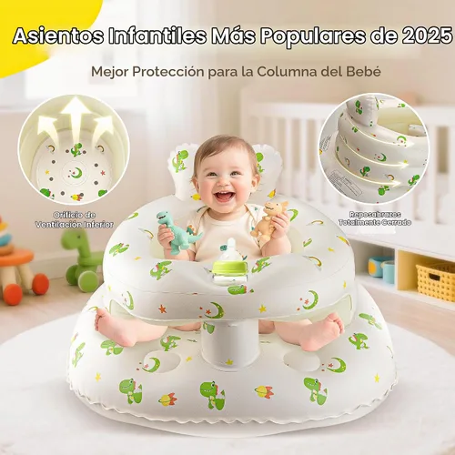 Vista 7 de Asiento inflable para bebés de 3–36 meses, Silla de piso Sit Me Up de SSyang con bomba de aire incorporada, Silla de bebé de apoyo para aprender a