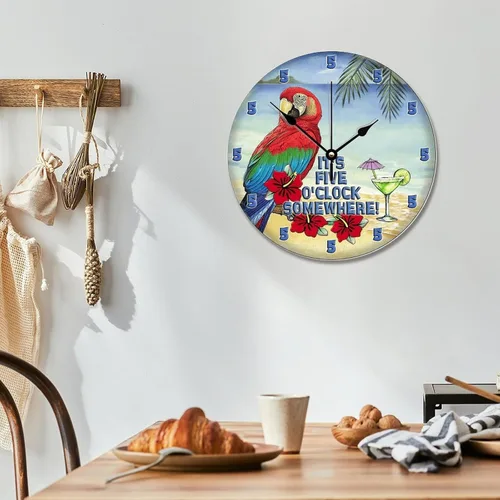 Vista 7 de ArogGeld Reloj de pared de regalo de jubilación Its 5 O CLOCK Somewhere Wood 10 Silent Non-Ticking Quartz funciona con pilas para sala de estar