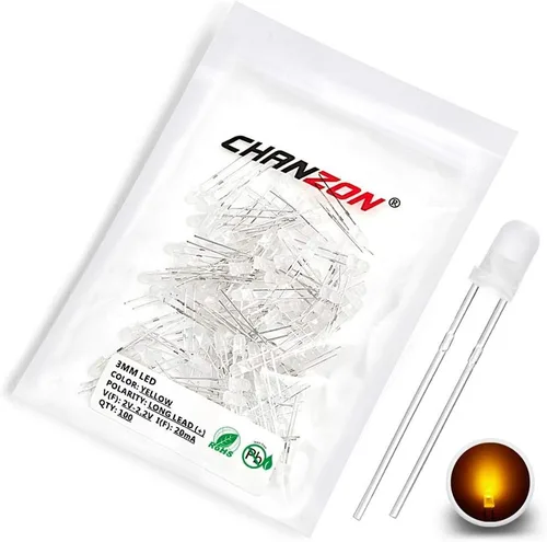 Vista 13 de Chanzon Kit surtido de luces de diodo LED de 0.118 in, 60 piezas (6 colores x 10 unidades), paquete (lente redonda difusa CC 3 V 20 mA) lámpara