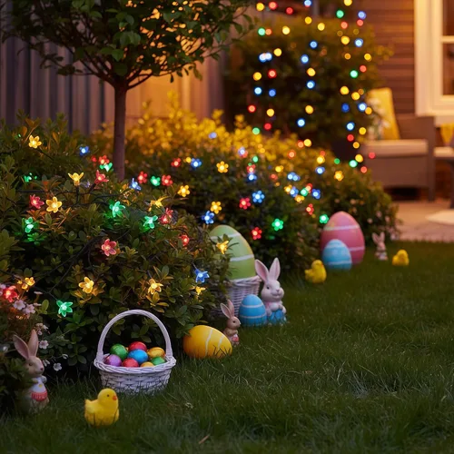 Vista 2 de YULETIME Guirnalda de luces LED Sakura multicolor, 33 pies, 100 unidades, 8 modos, alimentada por USB, luces novedosas (multicolor, Sakura) USB