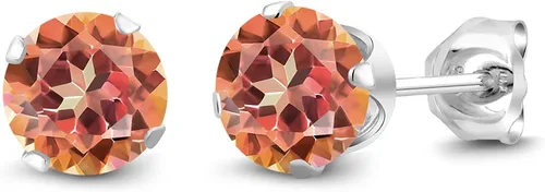 Vista 66 de Gem Stone King Aretes redondos de plata de ley 925 con piedra natal de 0.236 in para mujer