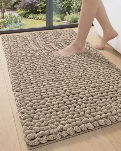 Vista 21 de DEXI Alfombrillas de baño para el baño 16x24, alfombra de baño antideslizante lavable, alfombrilla de baño de chenilla gruesa y suave absorbente