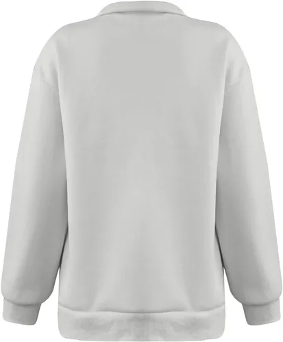 Vista 3 de Sudaderas de Halloween para mujer, casual, a la moda, con estampado de calabaza, manga larga, solapa, con cremallera de un cuarto