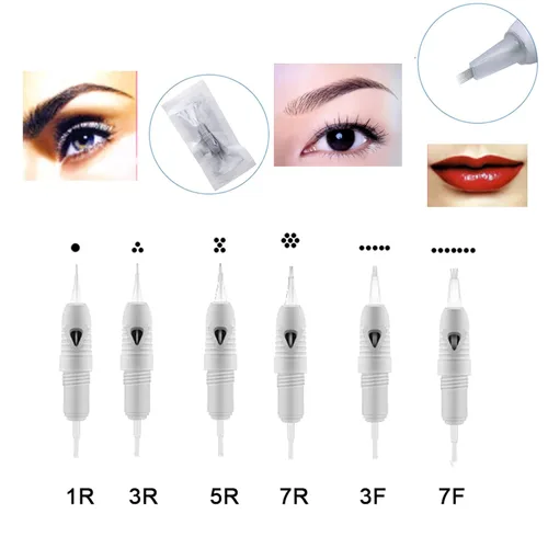 Vista 3 de Paquete de 50 agujas de cartucho de microblading para dispositivo Charmant máquina de maquillaje permanente, bolígrafo Charme Princess Tattoo