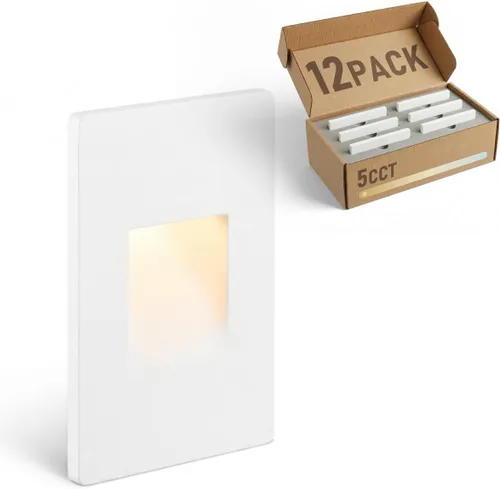 Vista 15 de LEONLITE - Luces LED para escalones de 3CCT 120V, 3.5W 110LM regulables del 5% al 100%, impermeables para interiores y exteriores, verticales, luz
